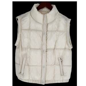 Le Rose Cream Zip Front Manteau Compressible Puffer Vest Women's M